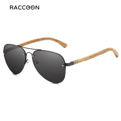 Vintage Polarized Sunglasses For Men Real Women Metal Frame Design C And Natural Wood Arms Neutral Pilot Colorful Glasses Lenses