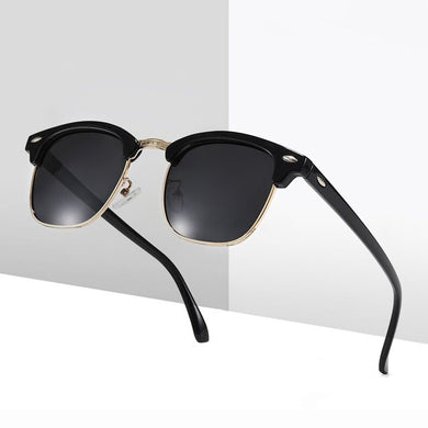 Occhiali da sole polarizzati vintage da donna Occhiali da sole classici semisenza montatura Mans Brand Designer Retro Rivet Half Frame Oculos De Sol 