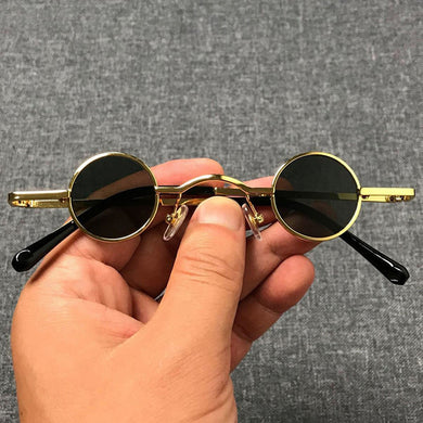 Vintage Punk Round Sunglasses Women Retro Sun Glasses For Female Ultra Small Frame Hip Hop Style Metal Oculos De Sol