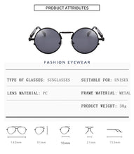 Load image into Gallery viewer, Vintage Punk Style Sunglasses Men Retro Round Metal Frame  Women Sun Glasses  Eyewear Gafas sol mujer UV400