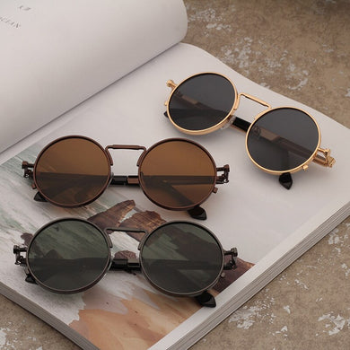 Occhiali da sole stile vintage punk uomo retro montatura rotonda in metallo occhiali da sole da donna occhiali Gafas sol mujer UV400