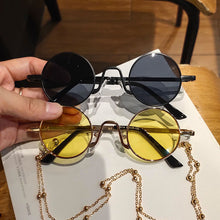 Load image into Gallery viewer, Vintage Punk Style Sunglasses with Chain Men Retro Round Metal Frame Women Sun Glasses Eyewear Gafas Sol Mujer UV400