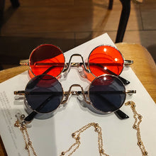 Load image into Gallery viewer, Vintage Punk Style Sunglasses with Chain Men Retro Round Metal Frame Women Sun Glasses Eyewear Gafas Sol Mujer UV400