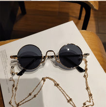 Load image into Gallery viewer, Vintage Punk Style Sunglasses with Chain Men Retro Round Metal Frame Women Sun Glasses Eyewear Gafas Sol Mujer UV400