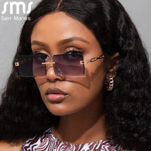 Load image into Gallery viewer, Vintage Rectangle Sunglasses Women Brand Designer Rectangular Sun Glasses Men UV400 Driving Shades Retro Frameless Eyewear