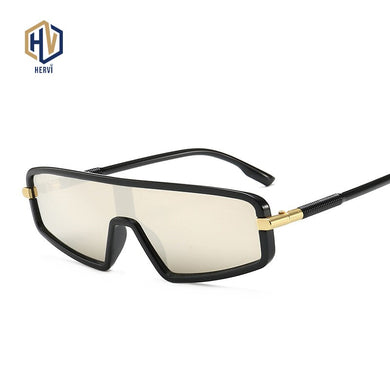 Vintage Rectangle Sunglasses Women Small Frame Mirror Sun Glasses Silver Black Lens Men One Piece Punk Eyeglasses Gafas Shades