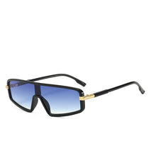 Carica l'immagine nel visualizzatore di Gallery, Occhiali da sole rettangolari vintage da donna Occhiali da sole a specchio con montatura piccola Argento Lenti nere da uomo Occhiali da vista punk monopezzo Gafas Shades