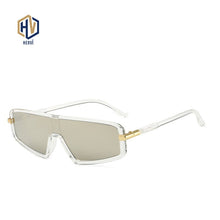 Carica l'immagine nel visualizzatore di Gallery, Occhiali da sole rettangolari vintage da donna Occhiali da sole a specchio con montatura piccola Argento Lenti nere da uomo Occhiali da vista punk monopezzo Gafas Shades