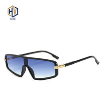 Carica l'immagine nel visualizzatore di Gallery, Occhiali da sole rettangolari vintage da donna Occhiali da sole a specchio con montatura piccola Argento Lenti nere da uomo Occhiali da vista punk monopezzo Gafas Shades