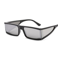 Carica l'immagine nel visualizzatore di Gallery, Vintage Rectangle Sunglasses Women Small Frame Mirror Sun Glasses Silver Black Lens Men One Piece Punk Eyeglasses Gafas Shades