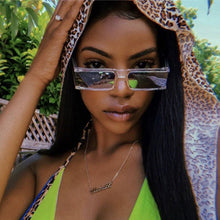 Carica l'immagine nel visualizzatore di Gallery, Vintage Rectangle Sunglasses Women Small Frame Mirror Sun Glasses Silver Black Lens Men One Piece Punk Eyeglasses Gafas Shades