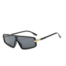 Carica l'immagine nel visualizzatore di Gallery, Occhiali da sole rettangolari vintage da donna Occhiali da sole a specchio con montatura piccola Argento Lenti nere da uomo Occhiali da vista punk monopezzo Gafas Shades