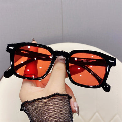 Vintage Red Rectangle Sunglasses 2023 Design Decor Acrylic Yellow Clear Lens Square Sun Glasses Eyeglasses Female UV400