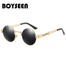 Load image into Gallery viewer, Vintage Retro Gothic Steampunk Mirror Sunglasses Gold and Black Sun Glasses Vintage Round Circle Men UV gafas de sol