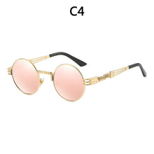 Load image into Gallery viewer, Vintage Retro Gothic Steampunk Mirror Sunglasses Gold and Black Sun Glasses Vintage Round Circle Men UV gafas de sol