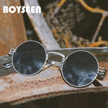 Load image into Gallery viewer, Vintage Retro Gothic Steampunk Mirror Sunglasses Gold and Black Sun Glasses Vintage Round Circle Men UV gafas de sol