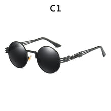Load image into Gallery viewer, Vintage Retro Gothic Steampunk Mirror Sunglasses Gold and Black Sun Glasses Vintage Round Circle Men UV gafas de sol