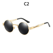 Load image into Gallery viewer, Vintage Retro Gothic Steampunk Mirror Sunglasses Gold and Black Sun Glasses Vintage Round Circle Men UV gafas de sol