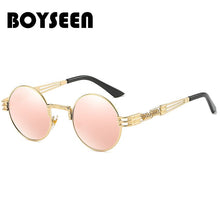 Load image into Gallery viewer, Vintage Retro Gothic Steampunk Mirror Sunglasses Gold and Black Sun Glasses Vintage Round Circle Men UV gafas de sol