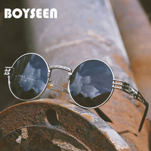 Load image into Gallery viewer, Vintage Retro Gothic Steampunk Mirror Sunglasses Gold and Black Sun Glasses Vintage Round Circle Men UV gafas de sol