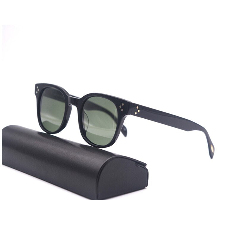Vintage Retro Oval Sunglasses Men Polarized Acetate Eyeglasses Tony Stark Sun Glasses Driving Eyewear Classic Iron Man Glasses