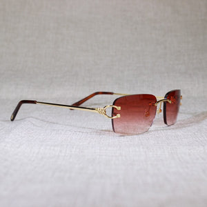 Vintage Rimless C Wire Sunglasses Men Eyewear Clear Glasses Women Oval Eyeglasses for Outdoor Metal Frame Oculos Gafas