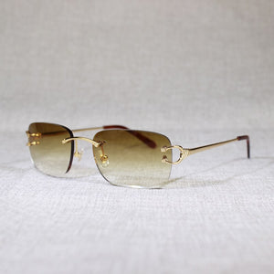 Vintage Rimless C Wire Sunglasses Men Eyewear Clear Glasses Women Oval Eyeglasses for Outdoor Metal Frame Oculos Gafas