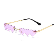 Carica l'immagine nel visualizzatore di Gallery, Vintage Rimless Love Heart Sunglasses Women  Small Sun Glasses Female Retro Punk Blue Pink Mirror Oculos Feminino