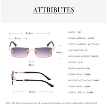 Load image into Gallery viewer, Vintage Rimless Rectangle Sunglasses Vogue Classic Retro Business Sunglasses  Brand Designer Eyewear Brillen