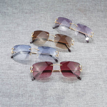 Load image into Gallery viewer, Vintage Rimless Square C Wire Sunglasses Men Oculos Shade Diamond Cutting Metal Frame Oval Gafas Women for Beaching Driving
