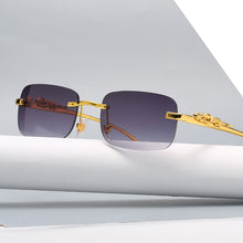 Load image into Gallery viewer, Vintage Rimless Square Sunglasses Women Men  Brand Designer Popular Travel Driving Metal Leopard Head Sun Glasses UV400