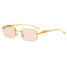 Load image into Gallery viewer, Vintage Rimless Square Sunglasses Women Men  Brand Designer Popular Travel Driving Metal Leopard Head Sun Glasses UV400