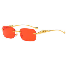 Load image into Gallery viewer, Vintage Rimless Square Sunglasses Women Men  Brand Designer Popular Travel Driving Metal Leopard Head Sun Glasses UV400