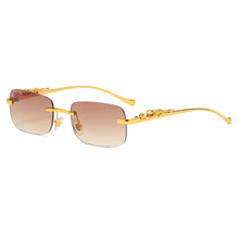 Load image into Gallery viewer, Vintage Rimless Square Sunglasses Women Men  Brand Designer Popular Travel Driving Metal Leopard Head Sun Glasses UV400