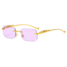 Load image into Gallery viewer, Vintage Rimless Square Sunglasses Women Men  Brand Designer Popular Travel Driving Metal Leopard Head Sun Glasses UV400