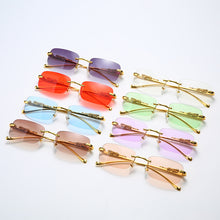 Load image into Gallery viewer, Vintage Rimless Square Sunglasses Women Men  Brand Designer Popular Travel Driving Metal Leopard Head Sun Glasses UV400