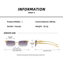 Load image into Gallery viewer, Vintage Rimless Square Sunglasses Women Men  Brand Designer Popular Travel Driving Metal Leopard Head Sun Glasses UV400