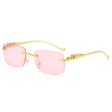 Load image into Gallery viewer, Vintage Rimless Square Sunglasses Women Men  Brand Designer Popular Travel Driving Metal Leopard Head Sun Glasses UV400