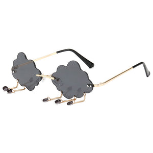 Vintage Rimless Sunglasses Women 2023 Clouds Steampunk Sunglasses Men Frameless Glasses Lightning Pendant Shades UV400 Oculos
