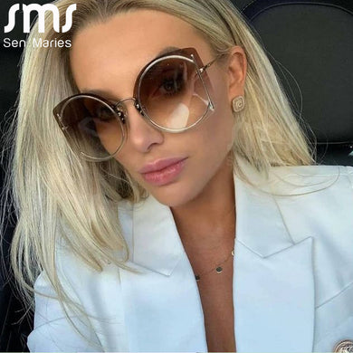 Vintage Rimless Sunglasses Women Men  Brand Designer Sun Glasses Men Big Frames Retro Oversized Eyeglasses Punk Eyewear