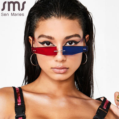 Vintage Rimless Sunglasses Women Men Retro Sun Glasses Women Punk Eyeglasses Steampunk Shades Eyewear Blue Red Personality UV400