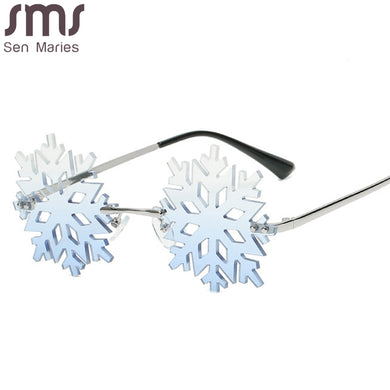 Vintage Rimless Sunglasses Women Men Snowflake Shape Retro Brand Designer Sun Glasses Female Male Eyewear Round Oculos De Sol