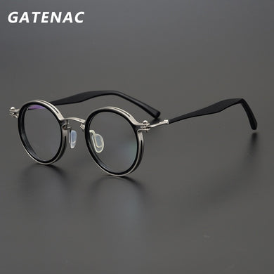 Vintage Round Acetate Glasses Frame Men Round Myopia Optical Prescription Eyeglasses Frame Women Korea  Brand Eyewear