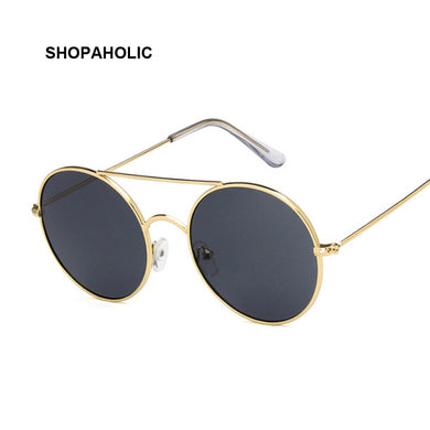 Vintage Round Big Size Oversized Lens Mirror Sunglasses Women Brand Designer Metal Frame Lady Sun Glasses Lady Cool Retro