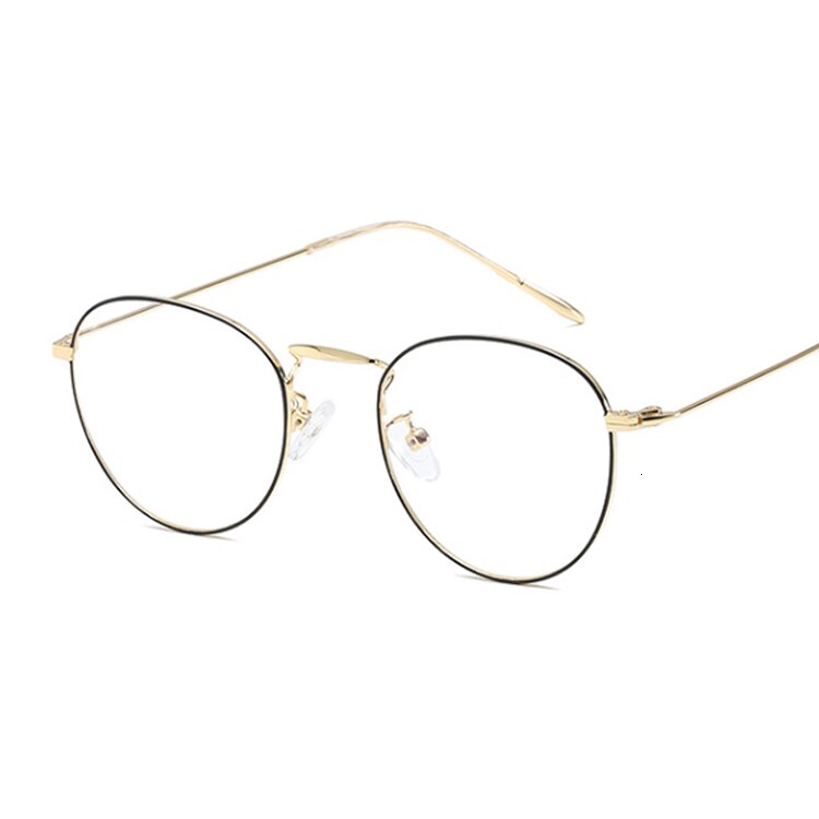 Vintage Round Computer Men Glasses Women Metal Optical Small Eyeglasses Frames  Anti-blue Light Clear Eyewear