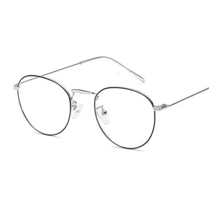 Vintage Round Computer Men Glasses Women Metal Optical Small Eyeglasses Frames  Anti-blue Light Clear Eyewear