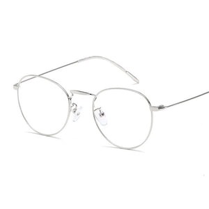 Vintage Round Computer Men Glasses Women Metal Optical Small Eyeglasses Frames  Anti-blue Light Clear Eyewear