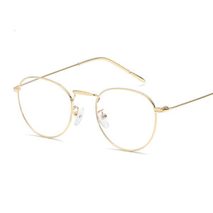 Vintage Round Computer Men Glasses Women Metal Optical Small Eyeglasses Frames  Anti-blue Light Clear Eyewear