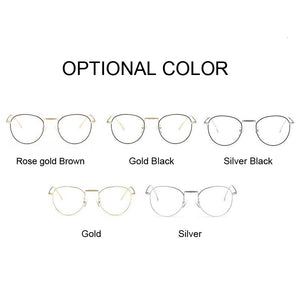 Vintage Round Computer Men Glasses Women Metal Optical Small Eyeglasses Frames  Anti-blue Light Clear Eyewear