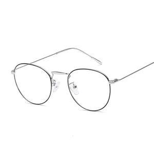 Vintage Round Computer Men Glasses Women Metal Optical Small Eyeglasses Frames  Anti-blue Light Clear Eyewear